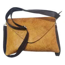 Bolso Mano Piel Cincelada Carteron Sobre Fino Dama Artesanal