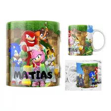 Tazon Sublimado Personalizado Con Nombre, Temática Sonic