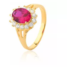 Anel De Formatura Turmalina Rosa E Brilhantes Ouro 18k