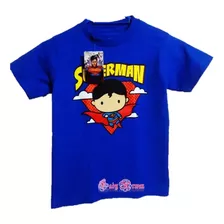 Playera Manga Corta Dc Niñ@ Superman Personaje Algodón Azul 