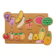 Juego Encastre Madera Con Agarre Didácticos Infantil Niños Color Frutas