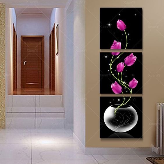 Cuadros Pintados A Mano Sobre Tela Modernos Tripticos Flores - Avisos en Hogar, Muebles y Jardín Cuadros Pintados A Mano Sobre Tela Modernos Tripticos Flores - Avisos en Hogar, Muebles y Jardín