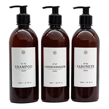 Frasco Ambar De Plástico 500ml - Shampoo Condic. E Sabonete