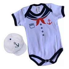 Body Bebê Mesversário Temático Marinheiro Menino + Touquinha