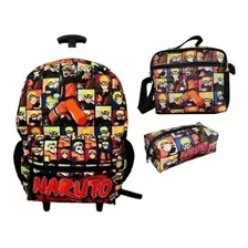 Kit Naruto Mochila Lancheira E Estojo Escolar Menino