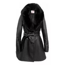 Campera Mujer Tapado Largo Elegante Eco Cuero Piel Tmill