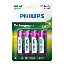 Pilas Recargables Philips Aa X 4 R6b4rtu25/97 - 2500 Mah