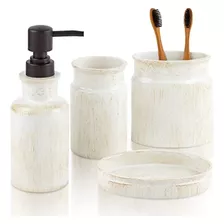 ~? Rustic Luxe Farmhouse Bathroom Accessories Set - 4 Piece 