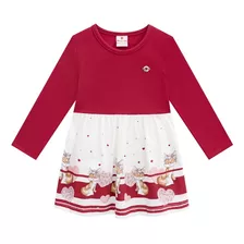 Vestido Infantil Manga Longa Luxo Menina Brandili Tam 1 E 2