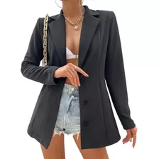 Maxi Blazer Feminino Acinturado Com Botões Casaco Jaqueta