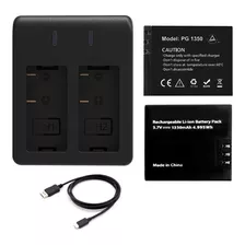 Carregador Duplo + 2 Baterias Extra - Usb-c P/ Akaso Brave 7