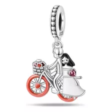 Charm Novios En Bici Plata Ley 925