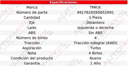 1 - Maza Del Izq/der Sin Abs Tmk A4 Quattro L4 2.0l 05-08 Foto 2