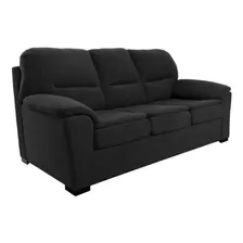 Sillon Sofa 3 Cuerpos Nevada Chenille Zaffiro Negro Ergonomico Premium Placa Soft Fullconfort
