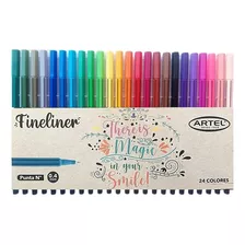 Marcadores Fineliner 24 Colores 0.4mm Tiralineas Artel Color Del Trazo Variado