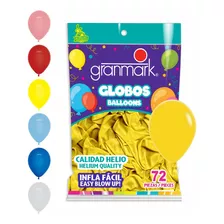 Bolsa De Globos De Látex No. 9 Granmark 72 Piezas Pingmk1 Color Amarillo