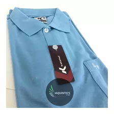 Camisa Polo Kalanuí Pique Lisa Azul Claro Com Bolso