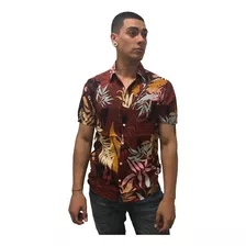Camisa M/corta Efecto Uno Lifestyle Hombre Hawai Bordo Cli