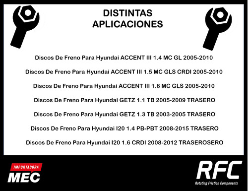 Discos De Freno Para Hyundai Getz 1.1 2005-2009 Trasero Foto 2