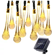 Luces Exterior Guirnalda Amarillo Gotas 6m Cascada Luces Solares Hada Luces Decorativas Exterior Adornos Navideños Luces Decoracion Navidad Solares Luces Guirnaldas Navideñas Qatarshop