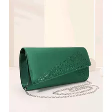 Bolso Clutch Verde Con Brillos Imitación Diamante