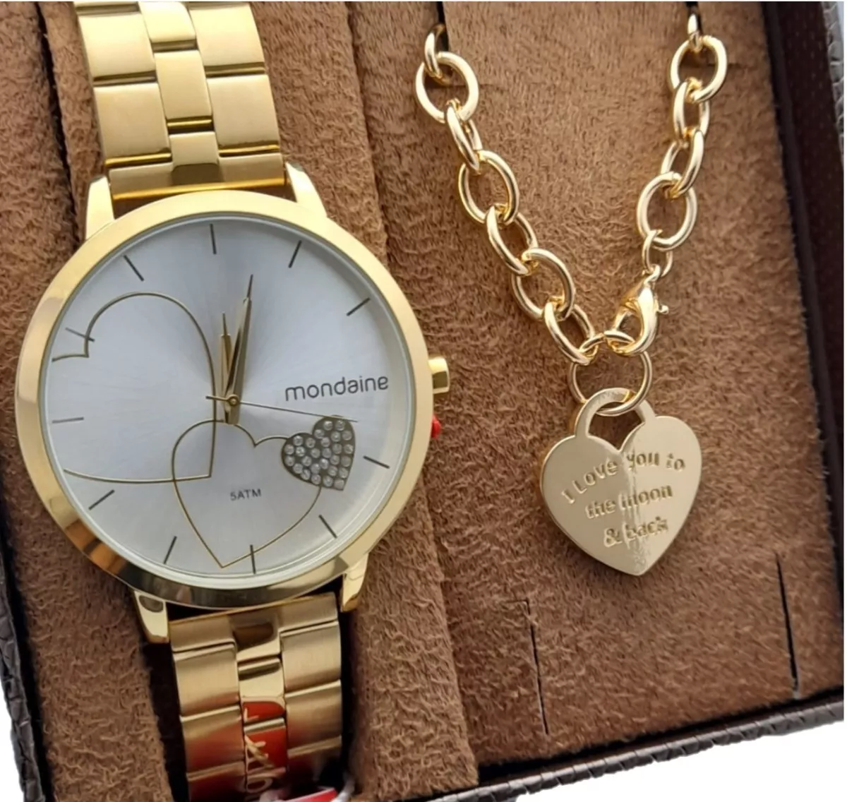 Relógio Mondaine Feminino Dourado Coração Original Nfe