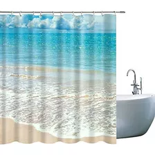 Goodcare Ocean - Cortina De Ducha Con Diseño De Playa Azul M