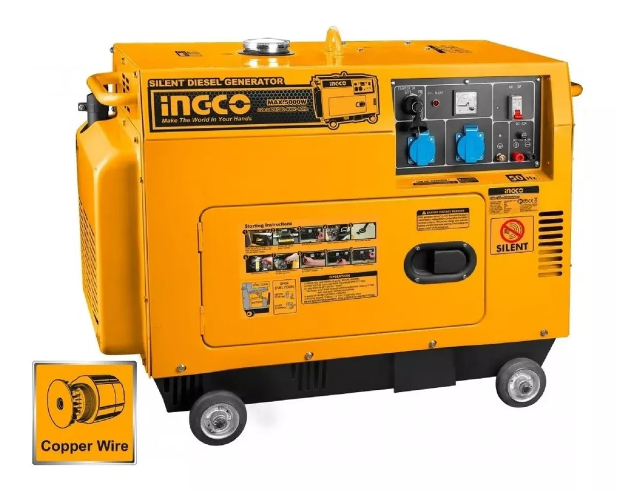 Generador Silencioso Diesel 5.0 Kw Gse50001 Ingco - 