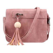 Fina Bolsa Feminina Couro Sintético Pu Com Franja Cor Pink