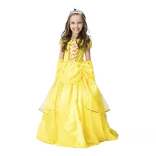 Vestido Fantasia Infantil Princesas Longo Premium Com Tiara