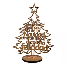 Árbol Navidad Frase Navideña Grabado Gratis Base 20cm 80pzs