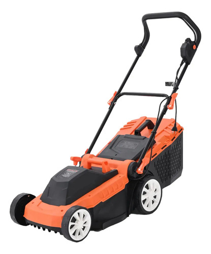 Cortadora De Césped Eléctrica Kushiro 1600w Con Bolsa De 45l Y 6 Alturas De Corte Naranja
