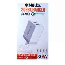 Cargador Usb Malibu Dual Turbo 30w