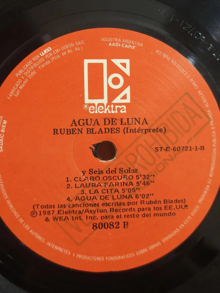 Rubén Blades Y Seis Del Solar - Agua De Luna - vinilo 1987