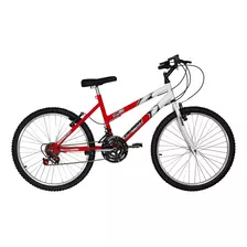 Bicicleta Feminina Vermelha Aro 24 Aço Carbono 18 Velocidade