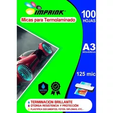 100 Micas 0.5 Laminas Termolaminado A3 125 Micrones