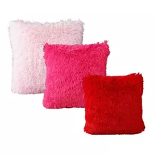 Set De 3 Cojines De Peluche Extrasuave Colores Surtido 30x30