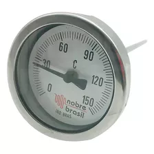 Termômetro Forno Rosca Haste 200mm 1/2 Bsp De 0 A 150° Inox