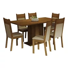 Mesa De Comedor De Madera Con 6 Sillas Augusta Madesa, Color Rústico/crema/beige