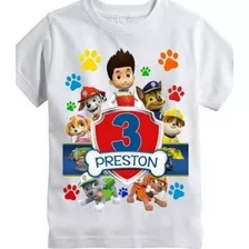 Playera Personalizada Infantil Paw Patrol Cumpleaños Algodón