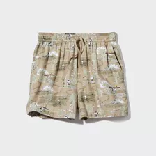 Pantalón Corto Uniqlo Snoopy Estampado Hawaiano Mujer