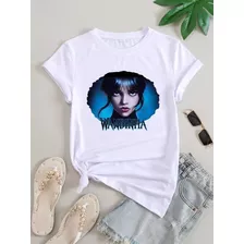 Camiseta Fem Wandinha Addams Azul