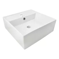 Cuba Lavabo Banheiro Em Cerâmica Louça Quadrada Branca Apoio Acabamento Esmalte Branco Brilhante Cor Branco