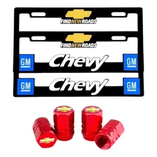 Par De Porta Placas Premium Chevy 3d Con Llavero O Tapones 