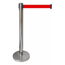 2 X Pedestal Separador De Fila Cromado Com Fita Vermelha
