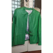 Elegante Campera De Cuero Vacuno. Como Nueva.