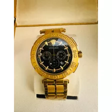 Reloj Versace De Caballero Dorado Fondo Negro + Full Set