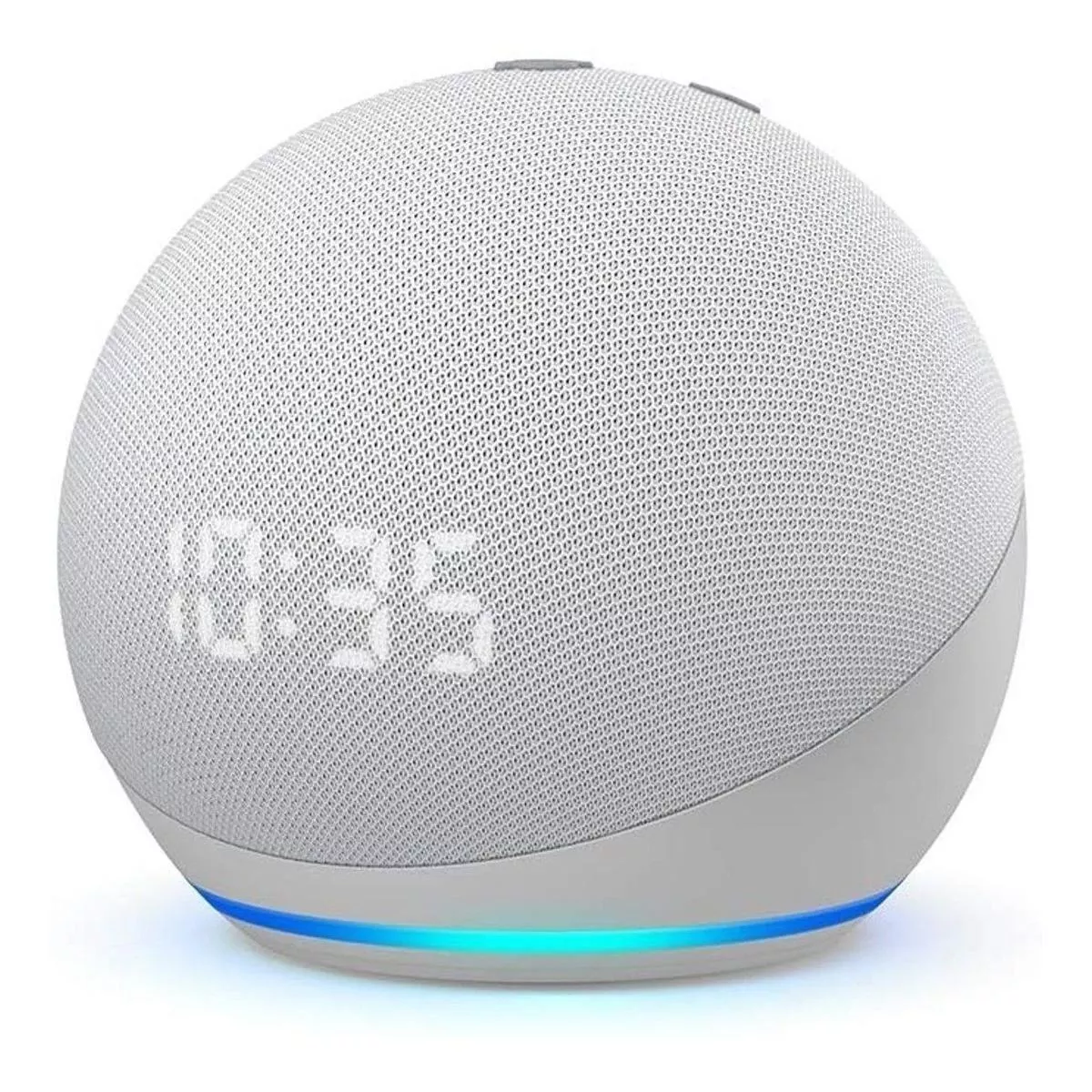 Amazon Echo Dot 4th Gen With Clock Con Asistente Virtual Alexa, Pantalla Integrada Glacier White 110v/240v