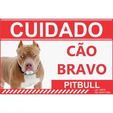 Cuidado Cão Bravo Pit Bull Placa De Advertência