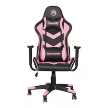 Silla Gamer Marvo, Ergonómica, Mod. Ch-106 Pro: Grupo E-byte Color Black/pink Material Del Tapizado Cuero Sintético